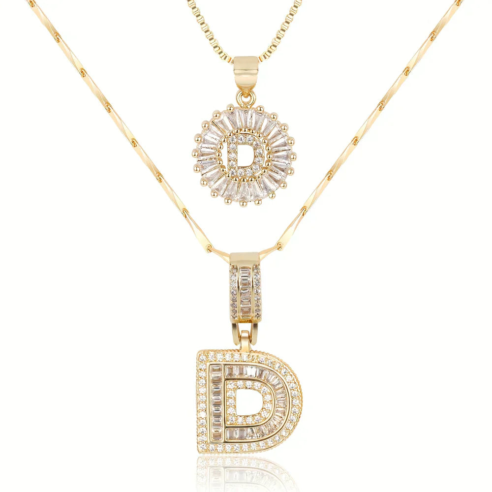 💖2 Pack - Initial Letter Pendant Necklaces