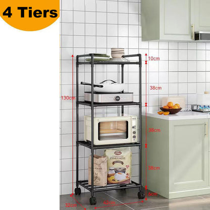 Multi-Tier Storage Shelf with Sliding Wheels