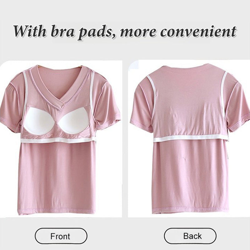 🔥30% OFF🔥Loose V-Neck Pajamas Set with Chest Pads