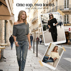 Women's Asymmetrical Off-Shoulder Batwing Sleeve Top👚