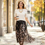 🔥Women's Two-Piece Sweater & Leopard Flowy Skirt Set