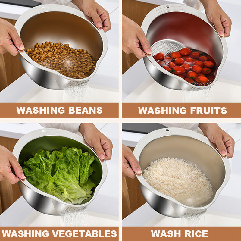 Multi-functional Cutting and Draining SUS 304 Bowl