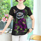 Women's Elegant Chiffon Short Sleeve Floral Print T-Shirt