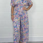 Women's V-Neck Printed Short-Sleeve Jumpsuits
