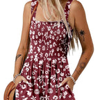 Women's Square Neck Sleeveless Loose Casual Short Jumpsuit