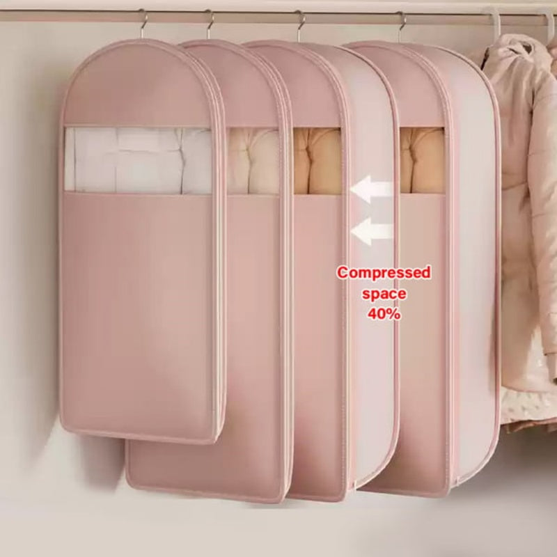 Space Saving Hanging Garment Bag with Self Compression Zipper