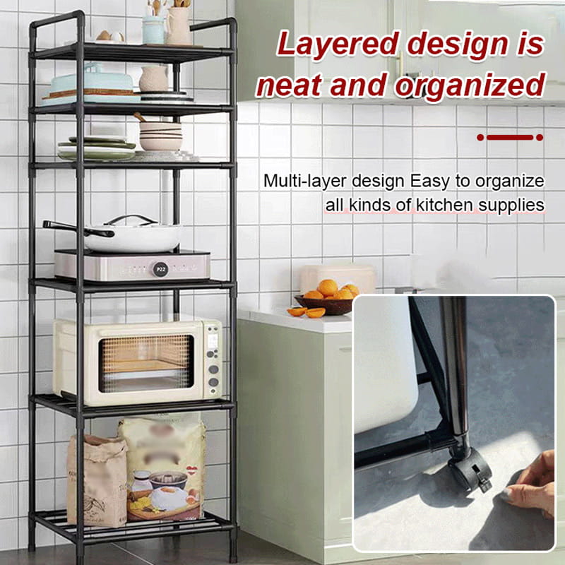 Multi-Tier Storage Shelf with Sliding Wheels