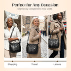 Casual Pleated Bucket Soft Leather Handbag Shoulder Bag