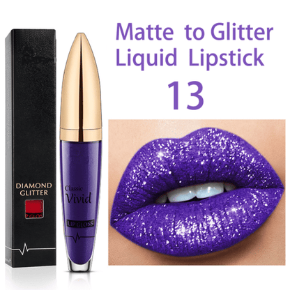 Flash Sale：Buy 1 Get 1 Free!⚡Diamond Lip Gloss Matte To Glitter Liquid Lipstick Waterproof