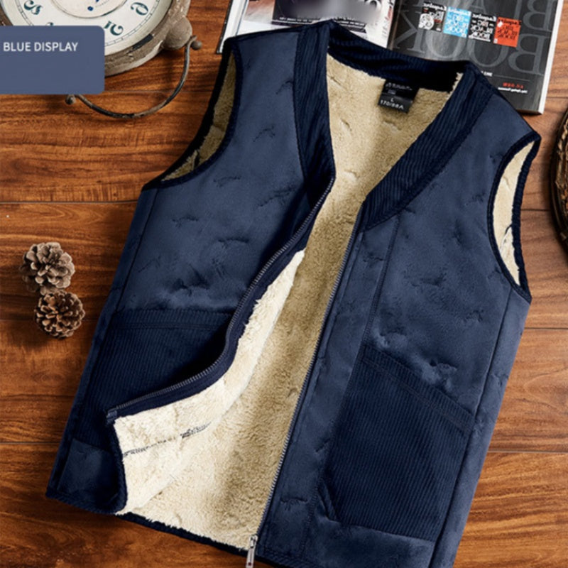 Men's Trendy Warm Solid Color Vest with Zipper