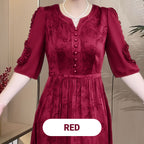 Women's Mercerized Noble Temperament Dress with Drawstring Waist