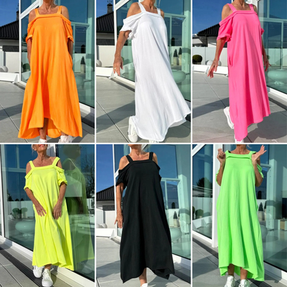 🏖️Summer Specials💃Women's Cold Shoulder Casual Maxi Dress