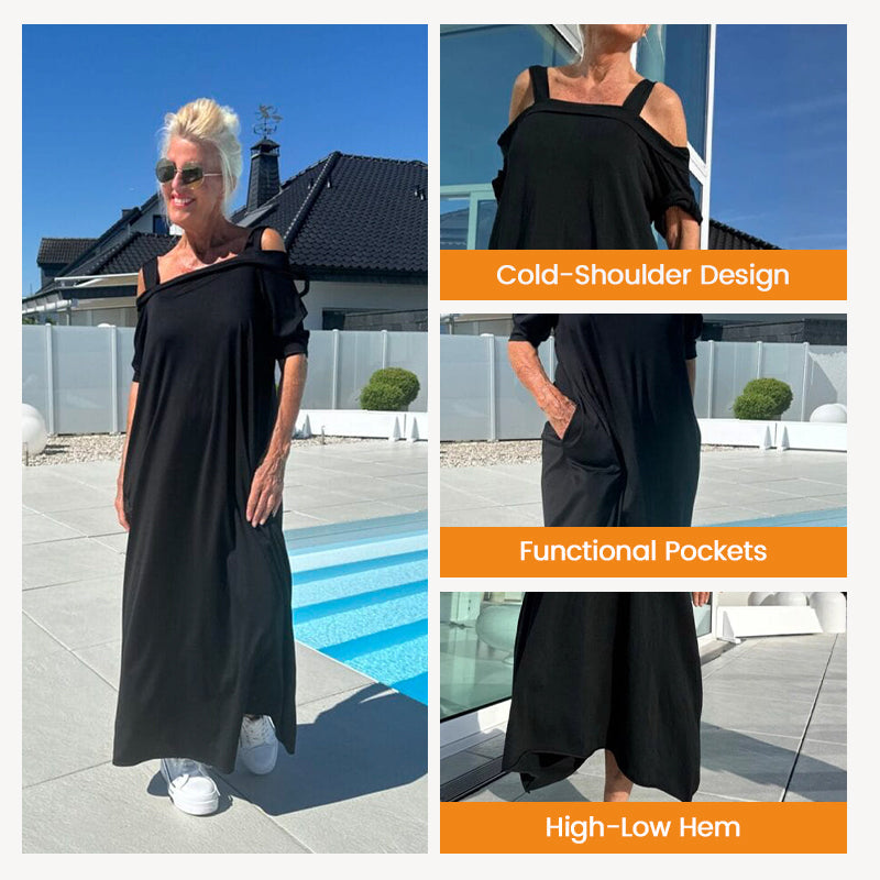 🏖️Summer Specials💃Women's Cold Shoulder Casual Maxi Dress