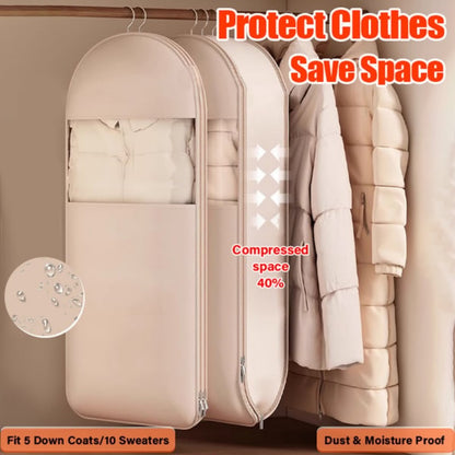 Space Saving Hanging Garment Bag with Self Compression Zipper