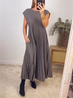 🎉Hot Sale 50% OFF🎉Sleeveless Pleated Simple Solid Color Dress