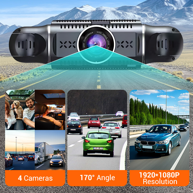 Driving Safety4-Channel FHD Dash Cam with Ultra-Wide Angle