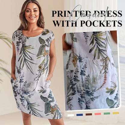 🌸Women's Botanical Print Round Neck Dress