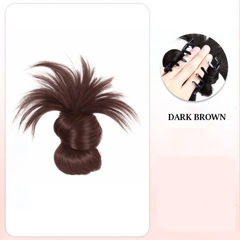 🎁 Clip-on Feathered Bun Wig