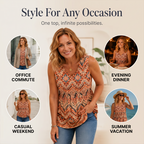 💜Women's Print Flowy Sleeveless V Neck Peplum Tank Tops