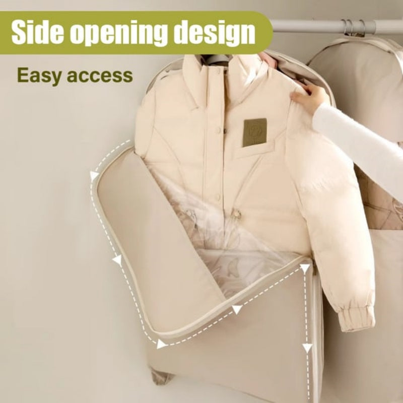 Space Saving Hanging Garment Bag with Self Compression Zipper