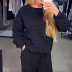🍂Fall Specials🍂Women’s Round-neck Casual Sports Sweatshirt and Jogger Pants (2-piece Set)