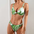 Women's Stylish 3-piece Swimsuit with Bra/ Panties/ High-slit Pants
