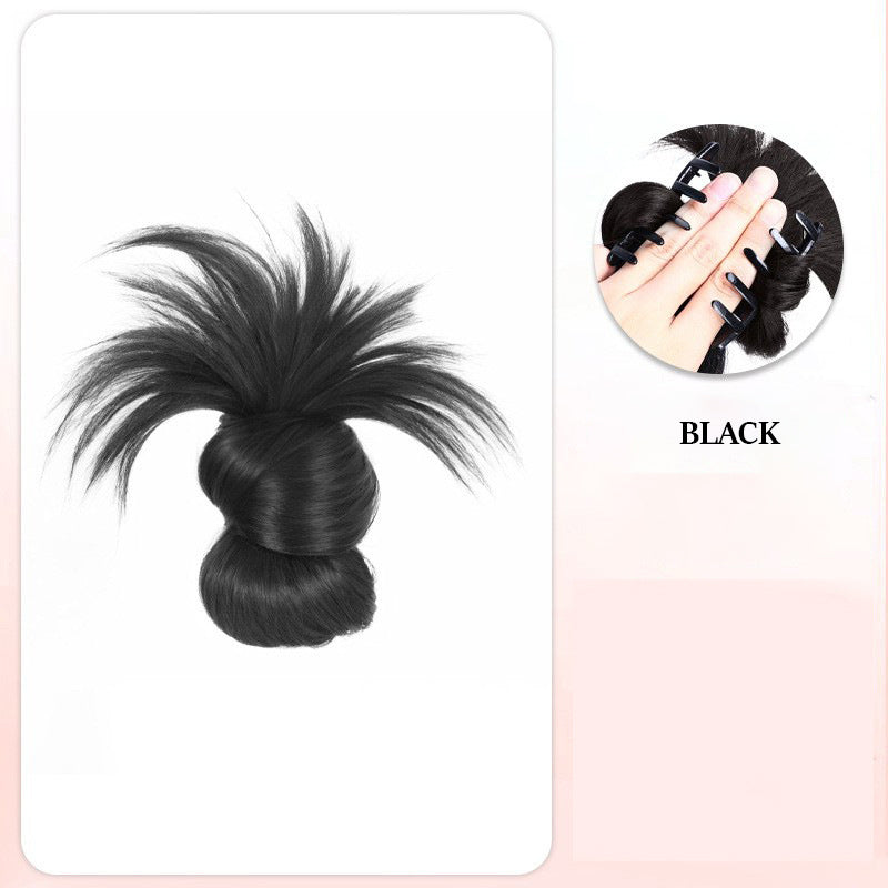 🎁 Clip-on Feathered Bun Wig