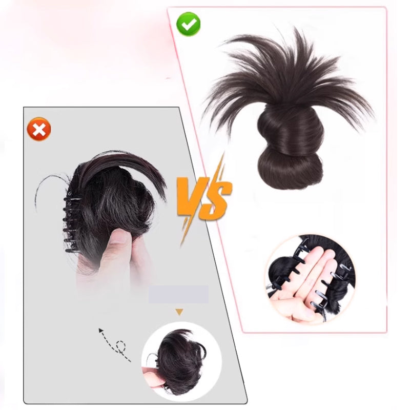 🎁 Clip-on Feathered Bun Wig