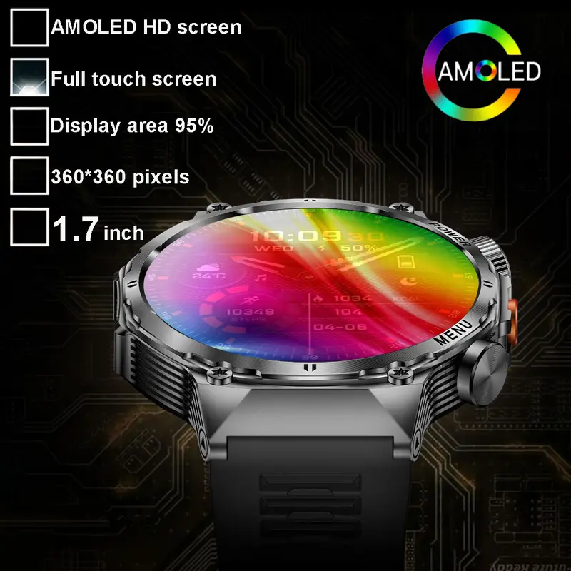 ⌚1.52" HD smartwatch for men – Phone calls and music control – Multiple sports modes – IP68 waterproof – Long battery life