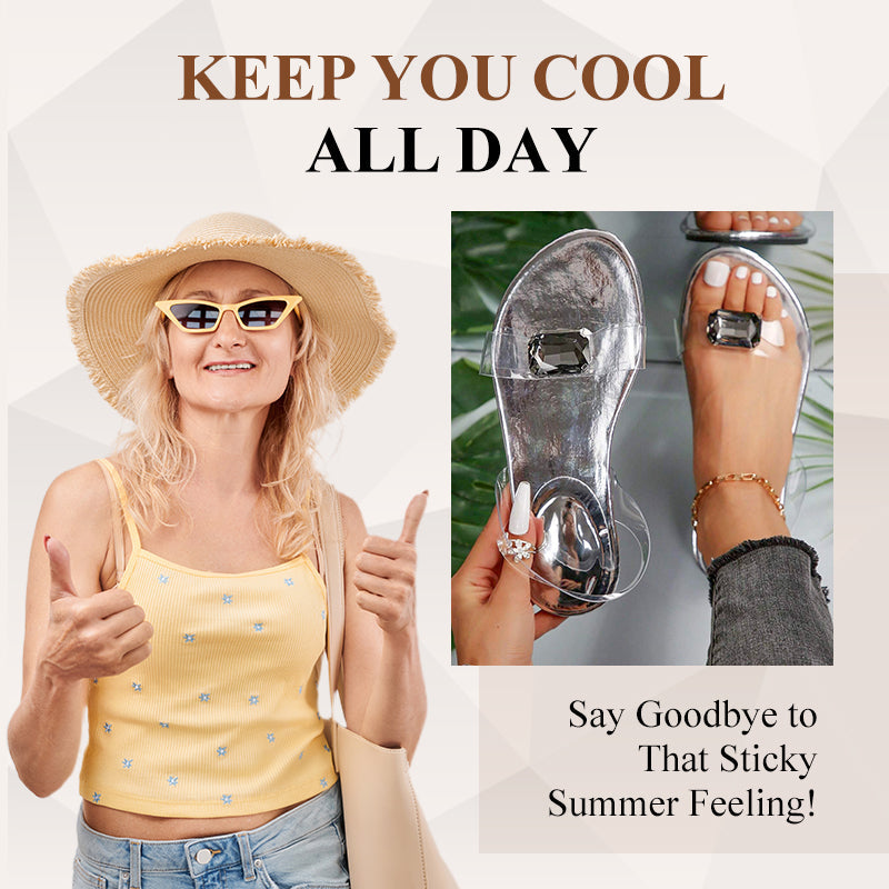 Flat Sandals With Clear Rhinestones For Women💖