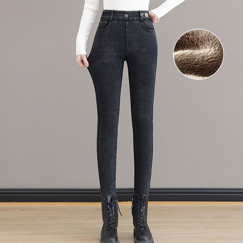 💕Women's High Waist Slim Stretch Warm Skinny Jeans