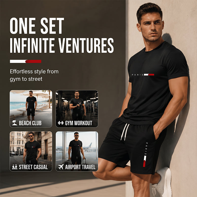 Men's Printed Top & Shorts 2-Piece Set