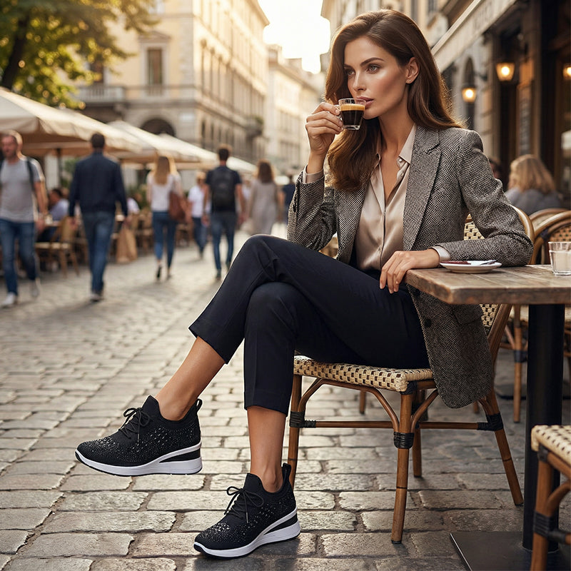 👟 Rhinestones-Embellished Breathable Mesh Sneakers – Sparkle Design, Airy Comfort & Grippy Soles ✨