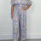 Women's V-Neck Printed Short-Sleeve Jumpsuits