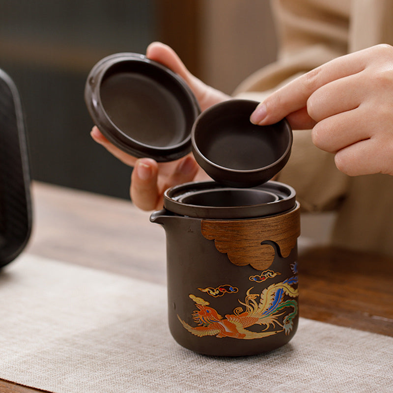 Classic Color Changeable Pottery Teacup Set with Strainer - Made with Traditional Craftsmanship