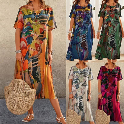 💃Elegant Mulberry Silk Tropical Breeze Dress
