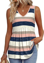 💜Women's Print Flowy Sleeveless V Neck Peplum Tank Tops