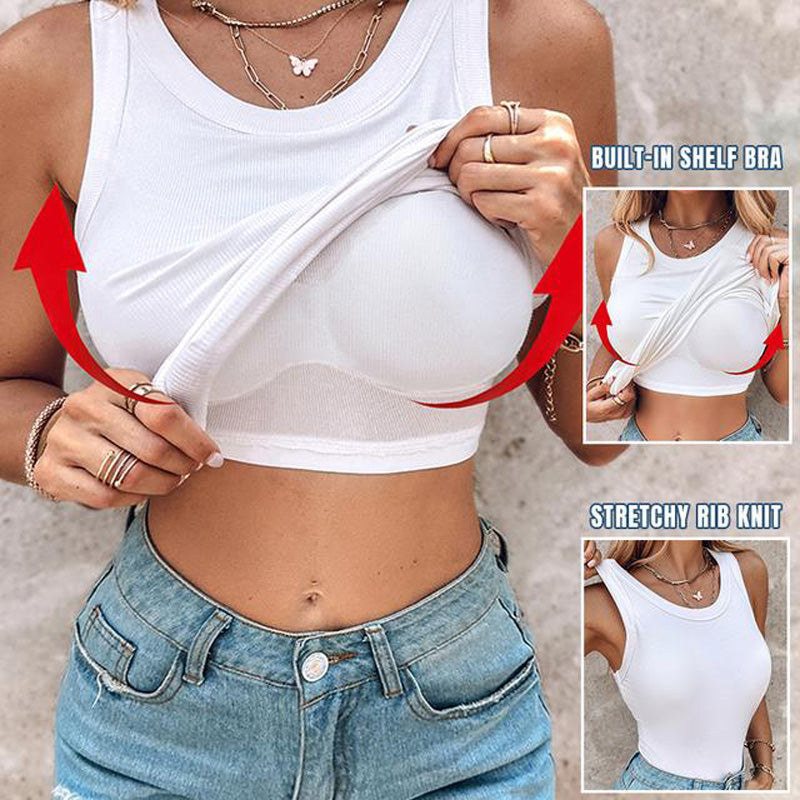 🔥Women's Ribbed Tank Top with Shelf Bra