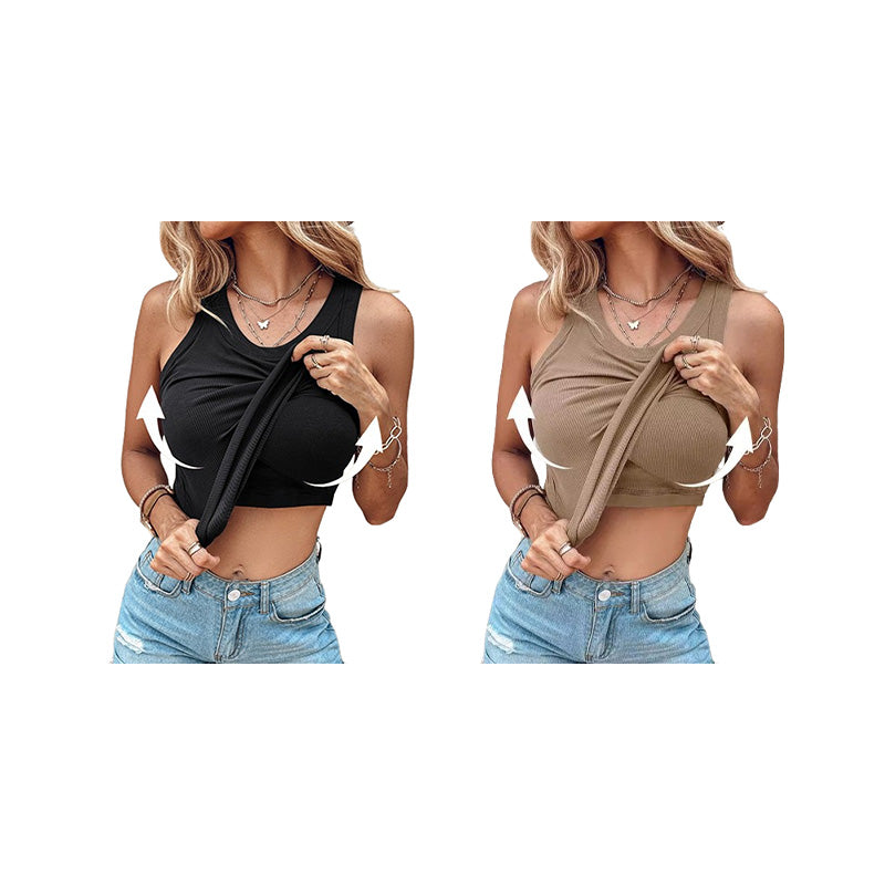 🔥Women's Ribbed Tank Top with Shelf Bra