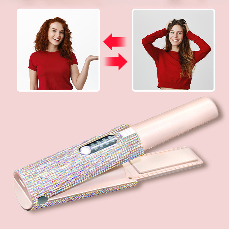 🔥50% OFF🔥 Long-Lasting Straightening & Curling Hair Iron with Gorgeous Rhinestone