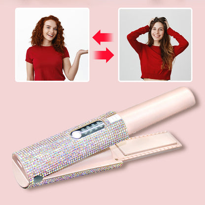 🔥50% OFF🔥 Long-Lasting Straightening & Curling Hair Iron with Gorgeous Rhinestone