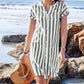 Women's Striped Button-Down Shirt Dress