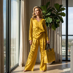 ✨ NEW! Women's V-Neck Lounge Set with Wide-Leg Pants