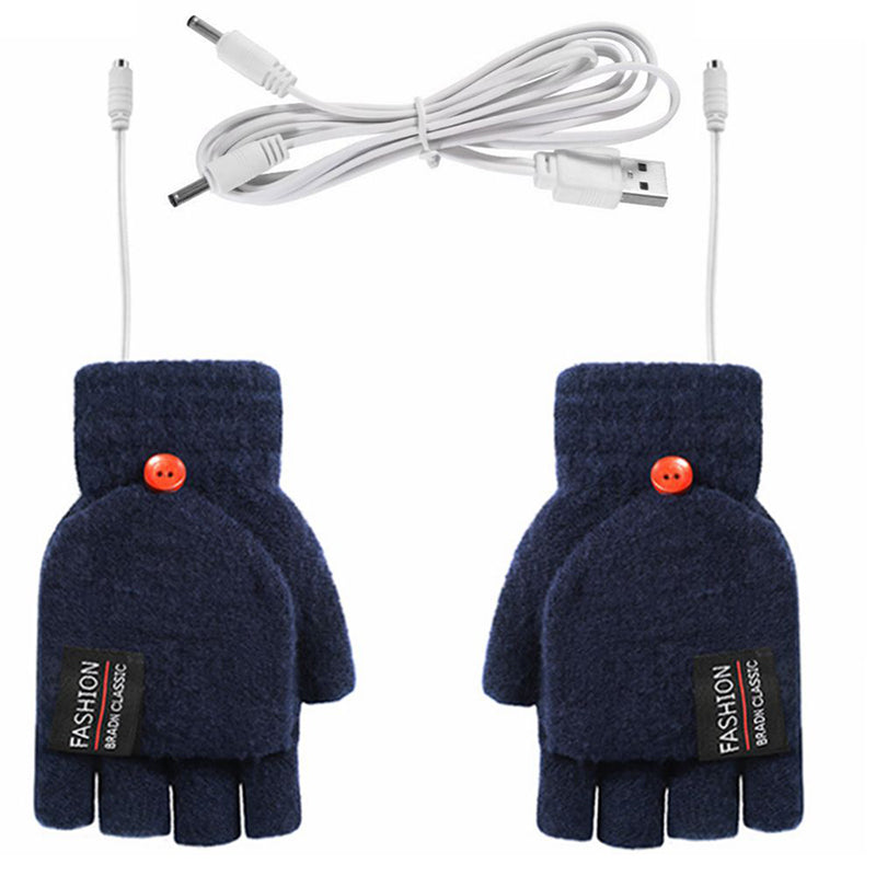 Winter USB Heated Warm Knitted Gloves