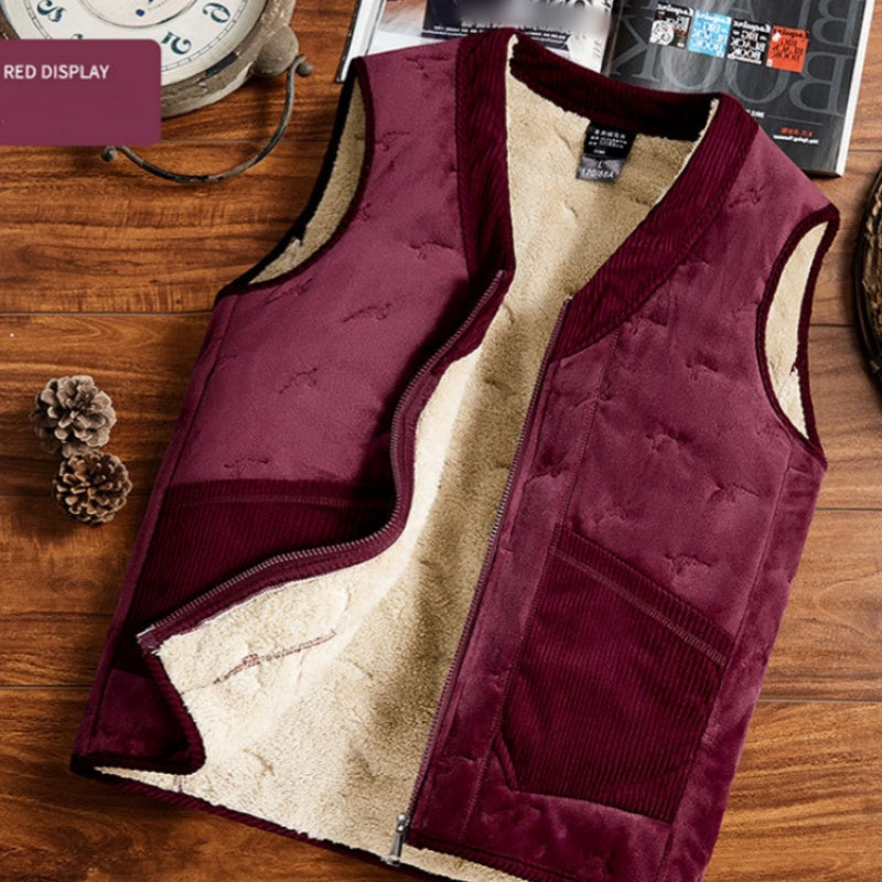 Men's Trendy Warm Solid Color Vest with Zipper