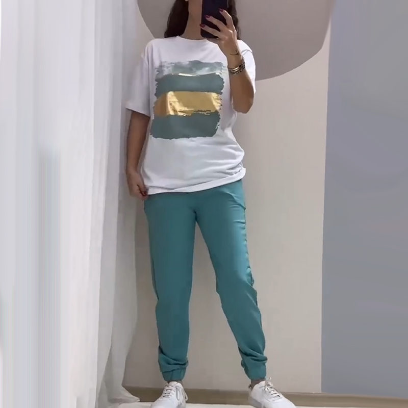 Fashionable Simple Casual  2-Piece Set