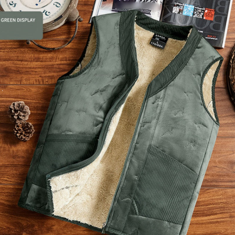 Men's Trendy Warm Solid Color Vest with Zipper