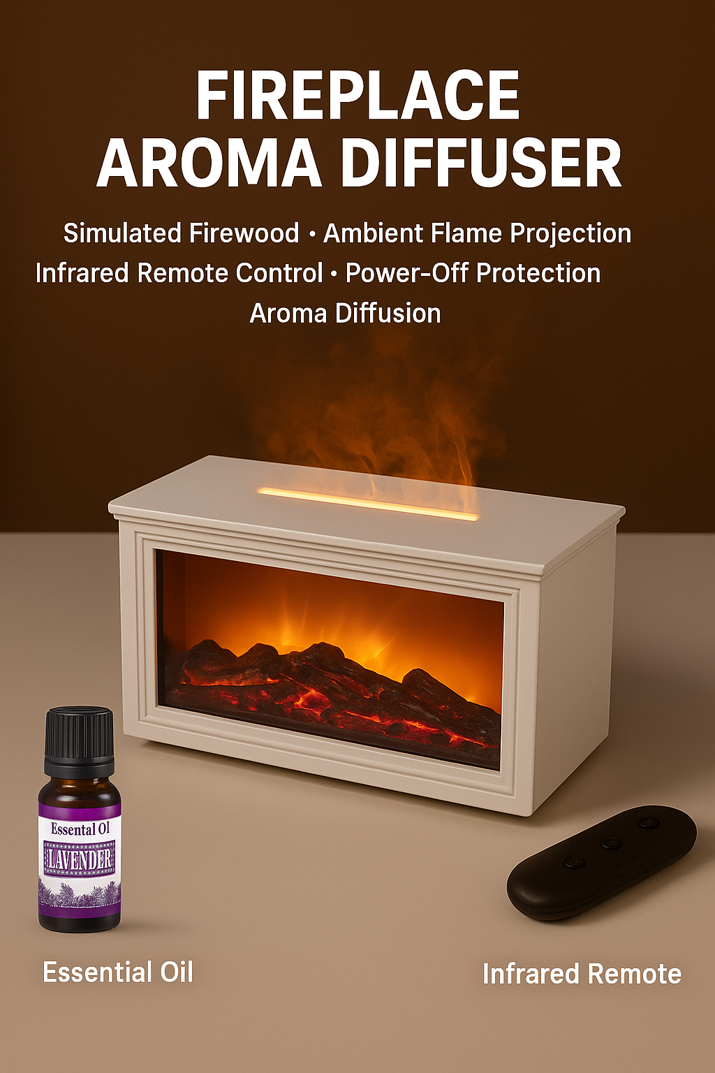Fireplace Flame Diffuser Humidifier with Remote