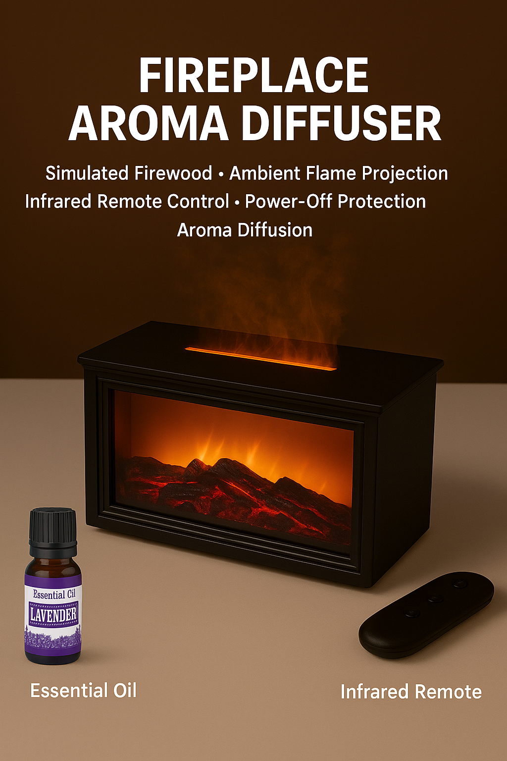 Fireplace Flame Diffuser Humidifier with Remote