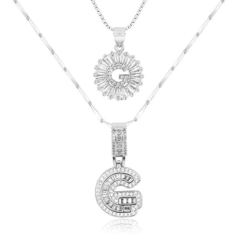 💖2 Pack - Initial Letter Pendant Necklaces